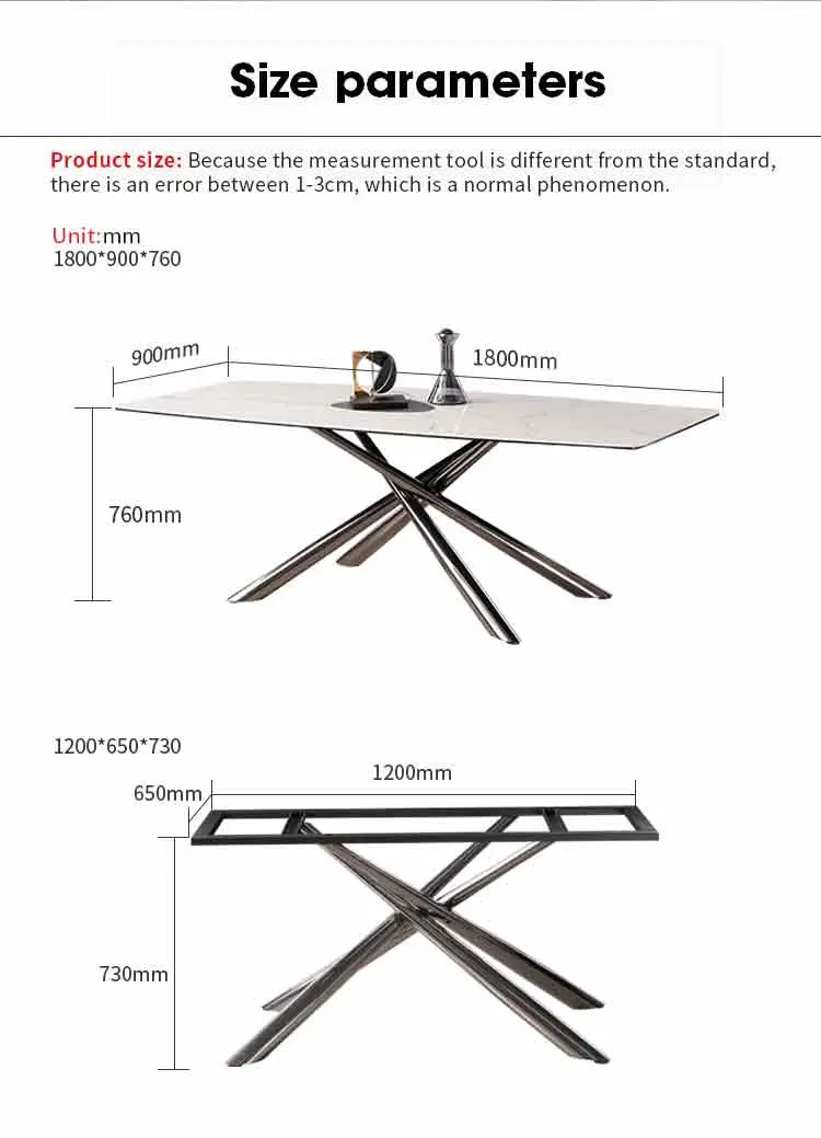 Hot Sale China Home Dining Room Furniture Powder Coating Steel Dining Table