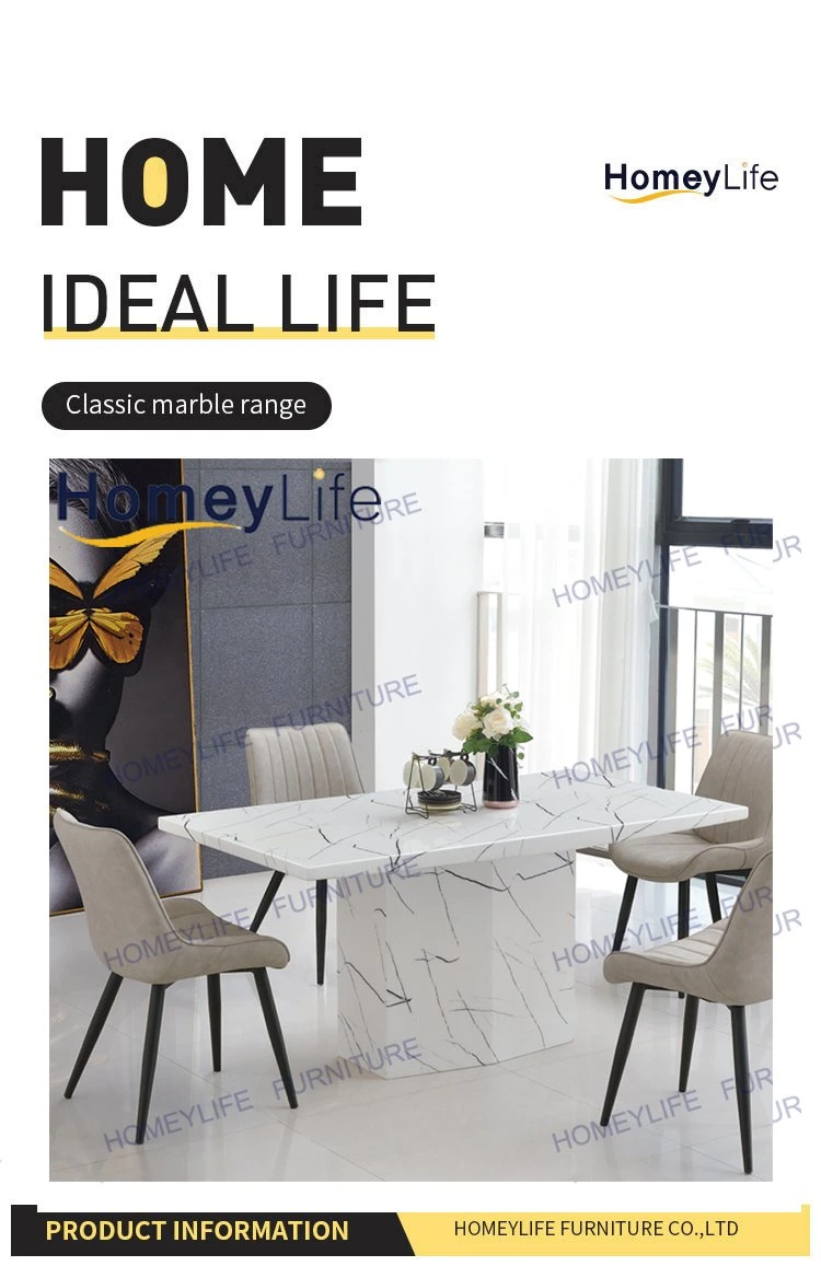 Hot Selling Rectangle Artificial Solid Marble White Dining Table for Home