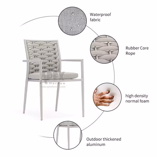 籐ロープ編まれたモダンなホームアウトドアチェアダイニングテーブルセットガーデンホテルリビングルーム家具
