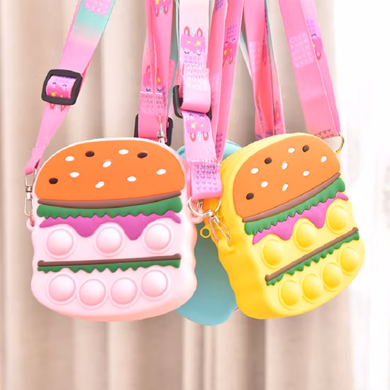 ハンバーガーメッセンジャーバッグ漫画シリコンフィンガープレス収納袋